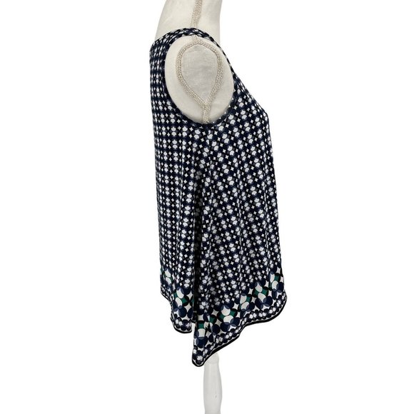 Max Studio sleeveless asymmetrical top small blue geo - Picture 4 of 10